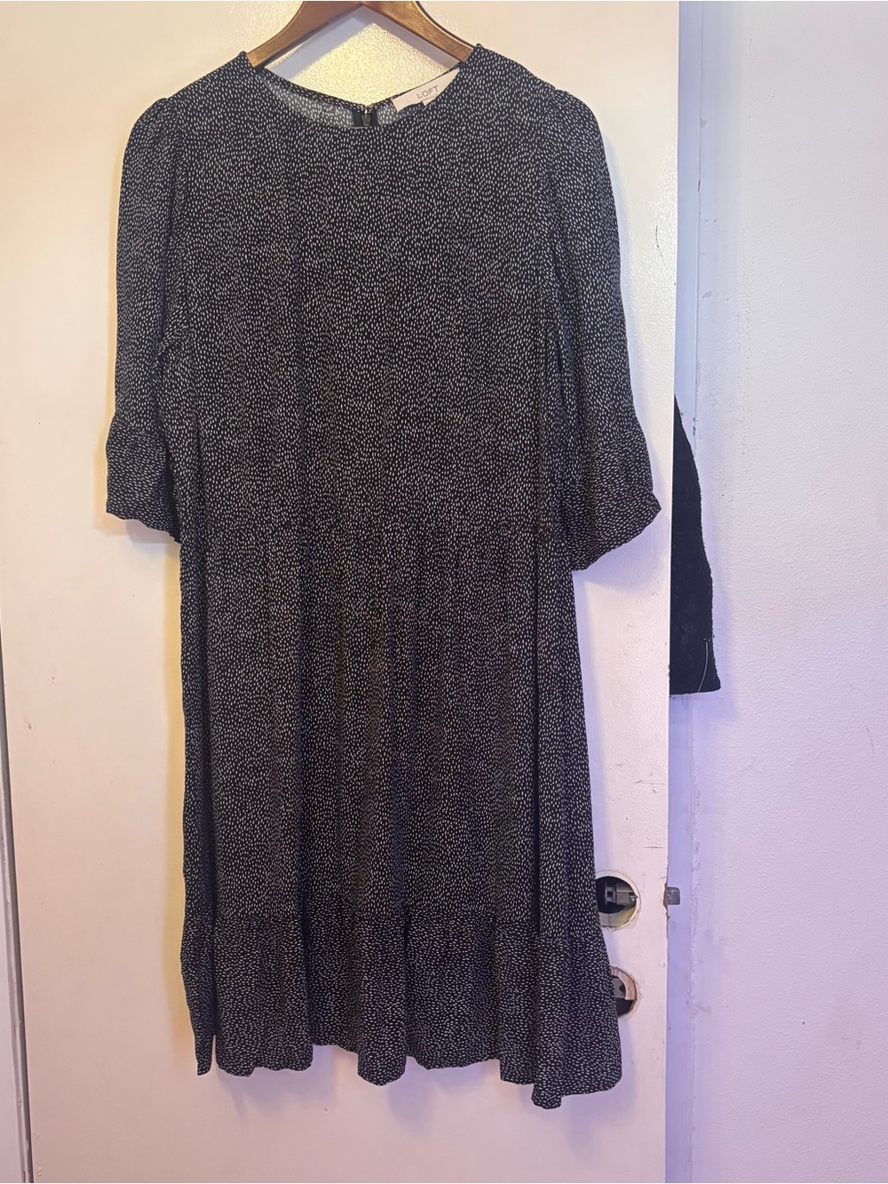 LOFT black dress with white polkadots